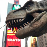 a dinosaur in times square