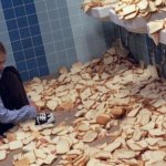 guy extremely scared and confused by bread