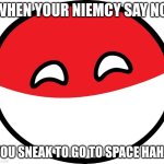 Poland can into space | WHEN YOUR NIEMCY SAY NO; YOU SNEAK TO GO TO SPACE HAHA | image tagged in polandball | made w/ Imgflip meme maker