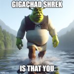Somebody once told me that I was so good looking | GIGACHAD SHREK; IS THAT YOU | image tagged in giga shrek | made w/ Imgflip meme maker