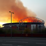 Old trafford burning