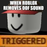 Roblox Triggered | WHEN ROBLOX REMOVES OOF SOUND | image tagged in roblox triggered | made w/ Imgflip meme maker