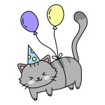 Happy birthday balloon cat