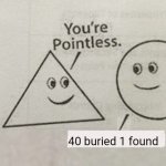 Update to a old meme I made on my old account | 40 buried 1 found | image tagged in your pointless | made w/ Imgflip meme maker