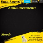 Emo LucotIC announcement template meme