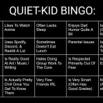 Quiet Kid Bingo template