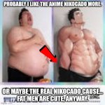 Nikocado anime | PROBABLY I LIKE THE ANIME NIKOCADO MORE. OR MAYBE THE REAL NIKOCADO CAUSE...
FAT MEN ARE CUTE, ANYWAY. | image tagged in nikocado anime | made w/ Imgflip meme maker