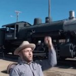 Goofy funny train conductor GIF Template