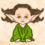 Baby Yoda as a girl with hair template