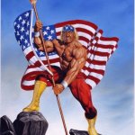 Hulk hogan merica  | WHO WOKE UNCLE SAM | image tagged in hulk hogan merica | made w/ Imgflip meme maker