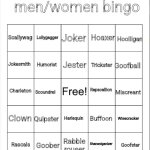 Ridiculous men/women bingo