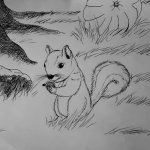 Squirrel drawing | image tagged in squirrel,squirrels,autumn,pumpkin,nature,drawing | made w/ Imgflip meme maker