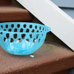 Empty candy bowl on door step