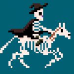 Skeleton riding a horse