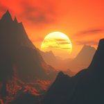 Sunset over a mountain template