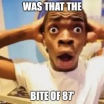 The Bite Of 87 | WAS THAT THE; BITE OF 87' | image tagged in guy with shocked face | made w/ Imgflip meme maker