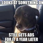 Wait a minute... | ME: LOOKS AT SOMETHING ONCE; STILL GETS ADS FOR IT A YEAR LATER | image tagged in wait a minute | made w/ Imgflip meme maker