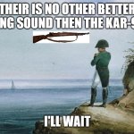 kar 98 | THEIR IS NO OTHER BETTER PING SOUND THEN THE KAR-98; I'LL WAIT | image tagged in napoleon theres nothing we can do | made w/ Imgflip meme maker