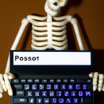 Skeleton entering a password into a password prompt.
