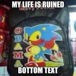 my life | MY LIFE IS RUINED; BOTTOM TEXT | image tagged in sonic obama harry potter 10 | made w/ Imgflip meme maker