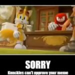 Knuckles can't approve your meme