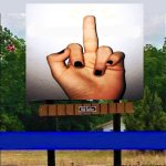 billboard flipping the middle finger