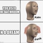 kalm panik | YOU USED THE BATHROOM; IN A DREAM | image tagged in kalm panik,relatable | made w/ Imgflip meme maker