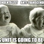 Opposite baby | ANTI-TRANSCENDENTALIST; TRANSCENDENTALIST; THIS UNIT IS GOING TO BE FUN. | image tagged in opposite baby,english teachers | made w/ Imgflip meme maker