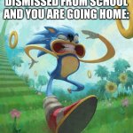 When you are dismissed from school: | WHEN YOU ARE DISMISSED FROM SCHOOL AND YOU ARE GOING HOME: | image tagged in run sonic,memes | made w/ Imgflip meme maker