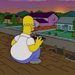 Homer Simpson Sitting On The Roof.
