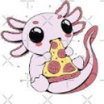 axolotl eating pizza