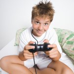 boy playing video games