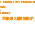 No Nut November 2023 Progress Report