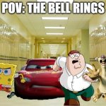 High school hallway  | POV: THE BELL RINGS | image tagged in high school hallway | made w/ Imgflip meme maker