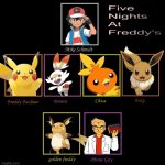 YOUR Five nights at Freddy's recast | image tagged in your five nights at freddy's recast,pokemon,pokemon board meeting,five nights at freddys | made w/ Imgflip meme maker