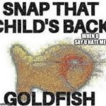 GOLDFISH | WHEN U SAY U HATE ME | image tagged in snap that child's back | made w/ Imgflip meme maker