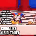 WTF is this? | WTF IS THIS THING? IT LOOKS LIKE A CHILDS FEVERDREAM.

THE SCARIEST THING IS, IT INTRESTS ME AND DISGUSTS ME AT THE SAME TIME; KINDA LIKE  SKIBIDI TOILET | image tagged in gifs,wtf,feverdream | made w/ Imgflip video-to-gif maker