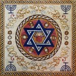 Ancient Hebrew Art Menorah Star of David