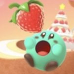 Mint Kirby Eating Strawberry