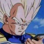 Vegeta looking at phones meme