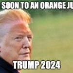 coming soon to an orange jumpsuit | COMING SOON TO AN ORANGE JUMPSUIT; TRUMP 2024 | image tagged in orange trump | made w/ Imgflip meme maker