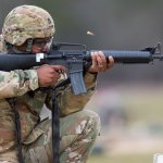 USMC Soldier Shooting a Colt M16A2