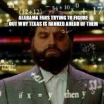 Calculus  | ALABAMA FANS TRYING TO FIGURE OUT WHY TEXAS IS RANKED AHEAD OF THEM | image tagged in calculus | made w/ Imgflip meme maker