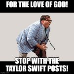 Matt Foley | FOR THE LOVE OF GOD! STOP WITH THE TAYLOR SWIFT POSTS! | image tagged in matt foley | made w/ Imgflip meme maker