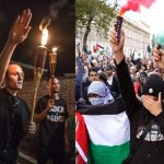 neo-nazi and pro-palestinian marchers