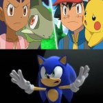 Sonic breaks up Ash and Iris' argument