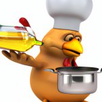 Chicken with a pot of oil