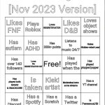 Idk's November 2023 Bingo meme