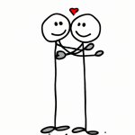 Love hug two stickman