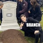 Trolls Memes | CHEF; BRANCH | image tagged in grant gustin gravestone,trolls memes | made w/ Imgflip meme maker